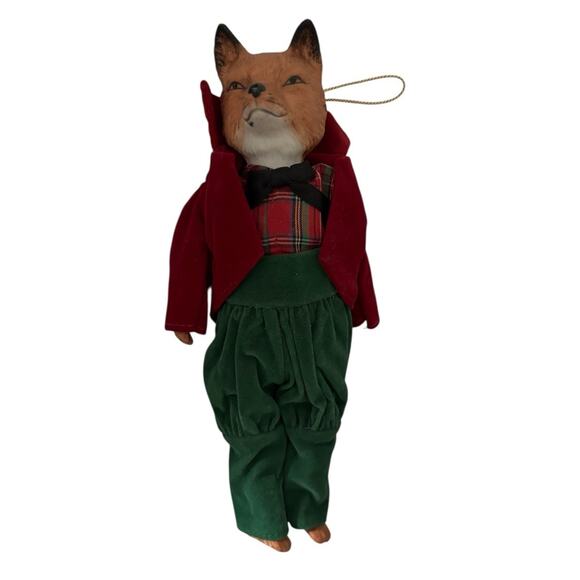 Fox Christmas Woodland Country Forest Porcelain Ornament Vintage - Picture 1 of 9